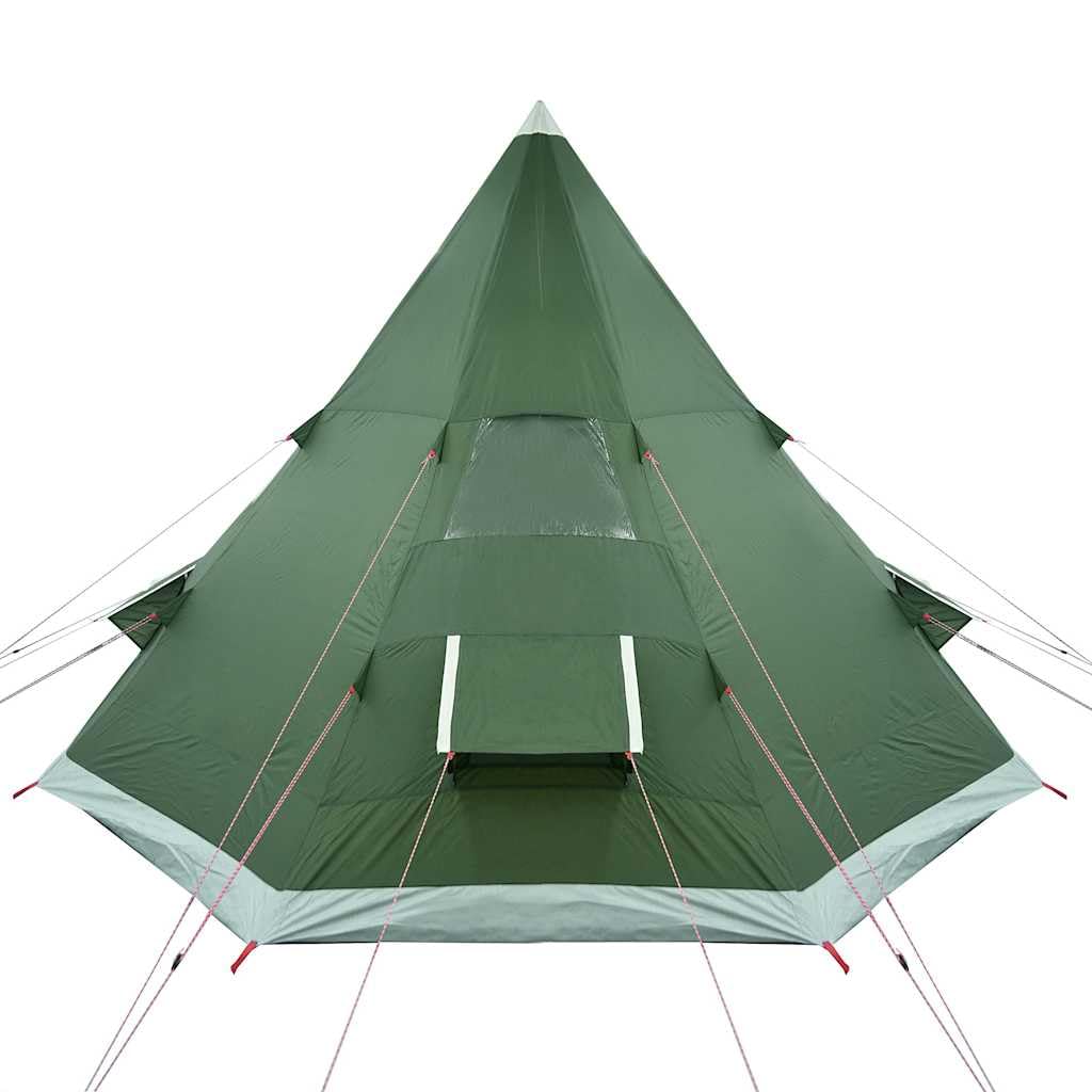 Tipi Campingzelt 4 Personen Grün Wasserdicht Zelt mit E-Anschluss für Outdoor Camping Leicht und Tragbar für Familien Campingurlaub Trekking mit Tragetasche 367x367x259 cm