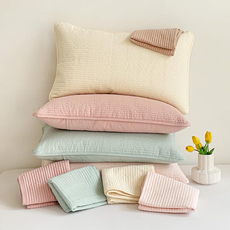 Lot de 4 taies d'oreiller rembourrées en coton de couleur unie Simple is not Simple is not Simple, taie d'oreiller en coton, laissez dormir plus à l'aise 48 x 74 cm (vert)