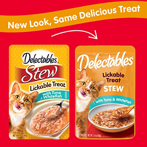 Hartz Delectables Stew Lickable Wet Cat Treats For Adult & Senior Cats, Tuna & Whitefish, 12 Count #TOP2