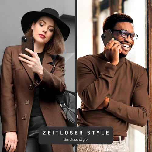 Coque Apple iPhone 13 Pro Max en cuir végétalien marron élégant par ONEFLOW - 3