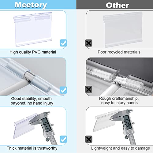 Meetory 50 Pcs Plastic Label Holders Transparent Price Tag Holder Shelf Label Holder for Wire Shelves for Shop Supermarkets Retail Stores (8cm x 4.2cm)