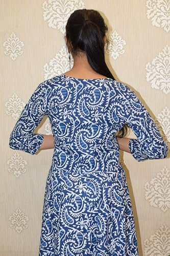 Image of JAIPUR HAND BLOCK Cotton Sleeveless Long Flared A Line Dress|Gown (S00063)