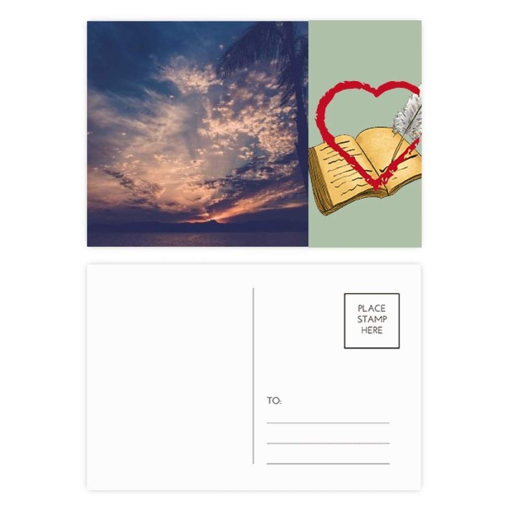 Lot de 20 cartes postales de remerciement - Motif nuages - Orange foncé - Bleu ciel
