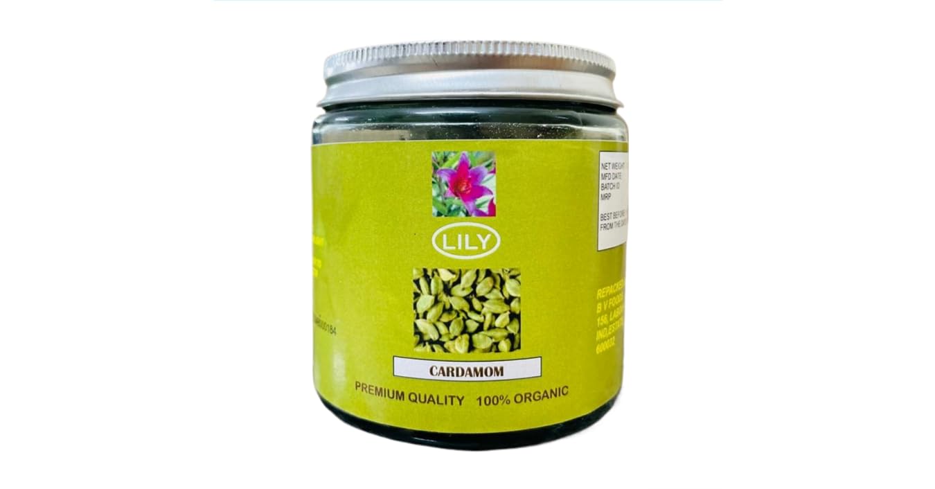 Royal LILY - Cardamom Whole Green - 100g | Grade - 8mm Bolt | Elakkai | Elaichi | Genuine Quality Pods | Reusable Glass Jar | Organically cultivated (B0CNCCSDB4) Amazon Price History, Amazon Price Tracker