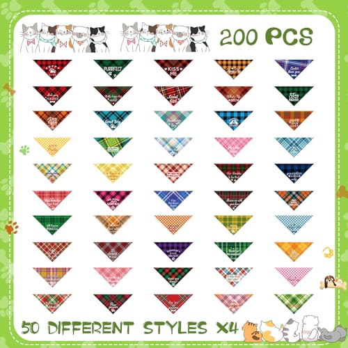 200 Pcs Plaid Dog Bandanas Bulk with Cute Sayings Dog Scarf Bibs Puppy Bandana Adjustable Washable Kerchief Pet Costume Grooming Supplies for Small to Large Girl Boy Cats Dogs (Classic Style) 200 Pcs Plaid Dog Bandanas Bulk with Cute Sayings Dog Scarf Bibs Puppy Bandana Adjustable Washable Kerchief Pet Costume Grooming Supplies for Small to Large Girl Boy Cats Dogs (Classic Style)