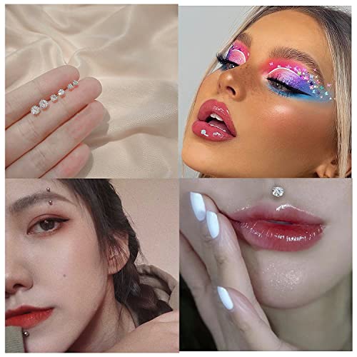 Dyknasz Opal Medusa Piercing Jewelry 16G Stainless Steel Labret Jewelry Lip Rings Snake Bite Piercing Jewelry Different Size Tragus Earrings Forward Helix Cartilage Conch Earring Stud with Flat Back3