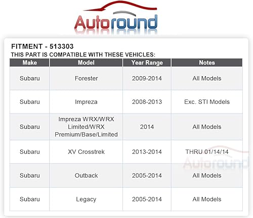 Miniatura 3 de Autoround 513303 Par de cojinetes de rueda delantera compatible con Subaru Outback, Forester, Impreza (Exc STI), Legacy, XV Crosstrek