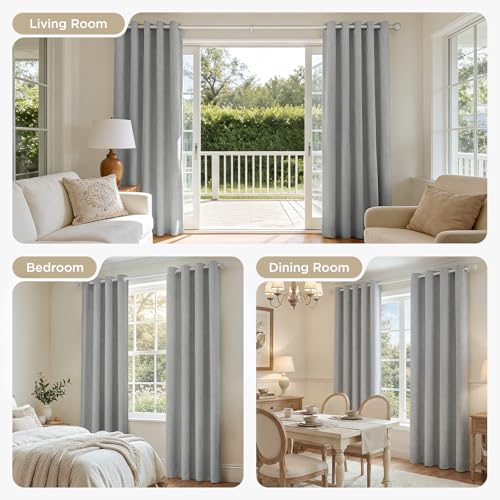 Image of Joydeco Room Divider Curtain for Bedroom,1 Panel Grommet Patio Sliding Door Curtain,Total Privacy Room Divider for Living Room(W70 x L90 inch,Light Grey)