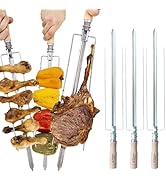 Rotisserie Skewers Set - Brazilian Flame | Stainless Steel Flat Skewers for Picanha, Ribs, Fish, ...