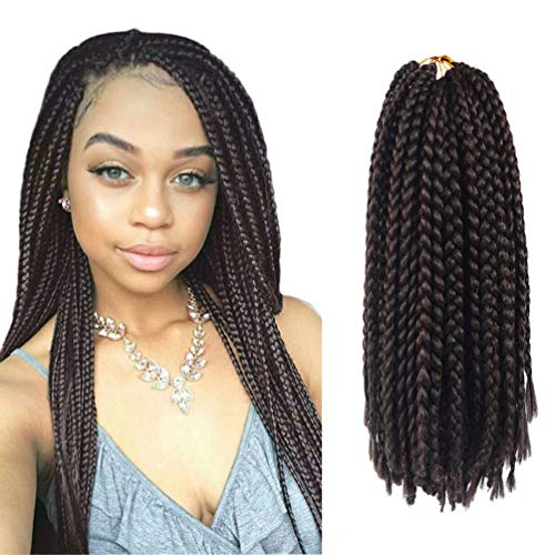 Fairise 18" 3X box braids crochet hair styles for women 3 Packs/Lot 22 Strands/Pack Soft Neat Small kanekalon synthetic crochet hair extensions braids (18inch 4# Medium Brown)