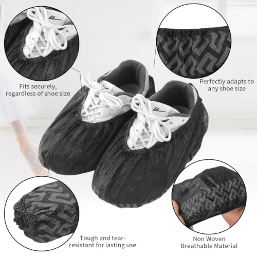 Non-Slip Shoe Covers Disposable, 50 Pack Black, One Size Fits Most Booties - image 3