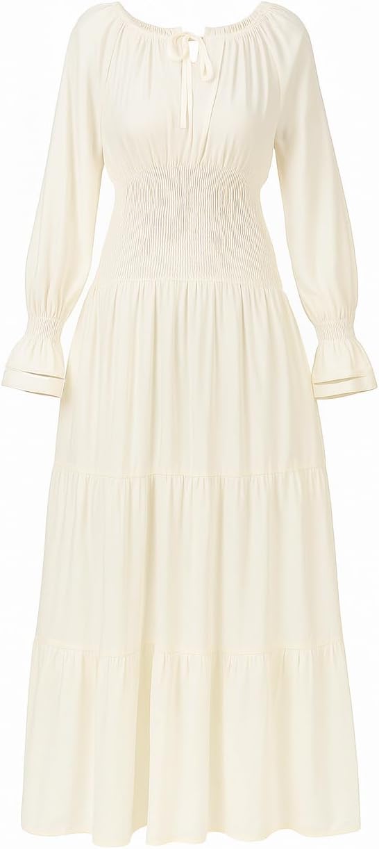 ThePirateDressing Renaissance Costume Women Long Sleeve Medieval Dress Peasant Maxi Dress