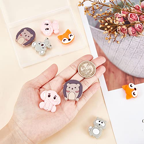 SUNNYCLUE 1 Box 10Pcs Silicone Beads Animals Silicone Bead Animal Head Raccoon Elephant Thick Chunky Spacer Loose Beads for Jewellery Making Lanyard Keychain Necklace Bracelet Beading Supplies Pen - Image 3