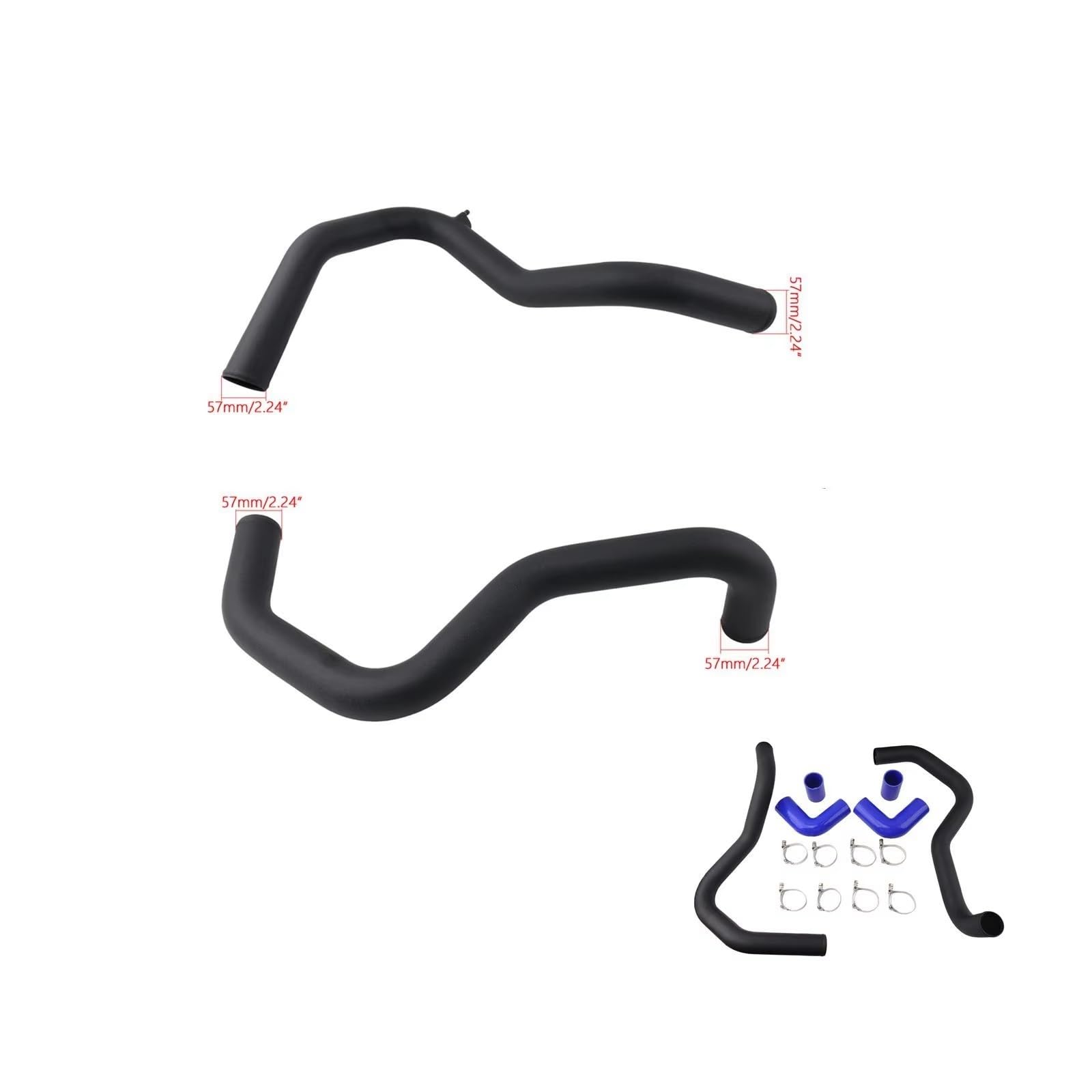 Kit Tubo di Aspirazione Aria Fredda compatibile con Skoda Fabia MK1 6Y 1.9TDI, Ricambio Intercooler con 2 Tubi Rigidi 57 mm, 4 Tubi in Silicone e 8 Fascette