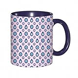 EKLMPS Becher aus Keramik, Ideal als Geschenk, Hochwertiger Aufdruck, Tasse mit Motiv, Tee Becher, Coffee Cup, 330ml,Böser Blick, symmetrisches Muster Figuren aller sehenden Augen Abergläubische ethni