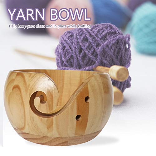 Image of Bamboo Yarn Bowl,Handmade Knitting Bowl Wool Holder,DIY Natural Embroidery Crocheting Storage Accessories for Crochet Home Decor