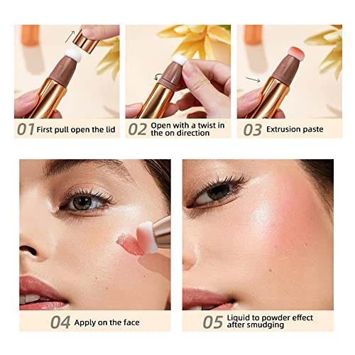 Maepeor Highlighter Beauty Wand Smooth Cream Liquid Face Illuminator Lightweight Blendable And Natural Shimmer Face Highlighter Bronzer Makeup With Cushion Applicator (5# Rose) #TOP1