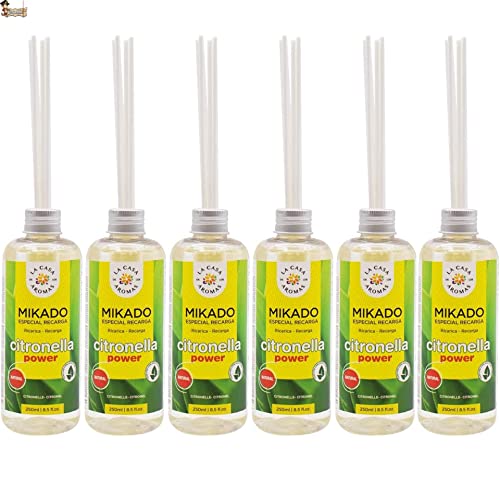 BricoLoco.com Citronela Repelente antimosquitos. Pack 6x250 ml. Ambientador. Más Seguro Que Las Velas. Ahuyentar Mosquitos Interior Exterior. Protección Natural aceites Esenciales. Mikado. (6)