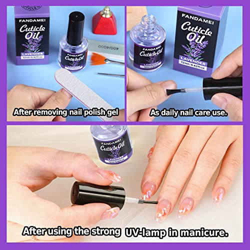 Fandamei Cuticle Oil, 2Pcs Nail Cuticle Revitalizing Oil, Nail Cuticle Care Oil, Nourish And Moisturize Nails&Cuticles, Soothing And Strengthens Nails, Heals Dry Cracked Cuticles, Lavender, 0.42 Oz. #TOP4
