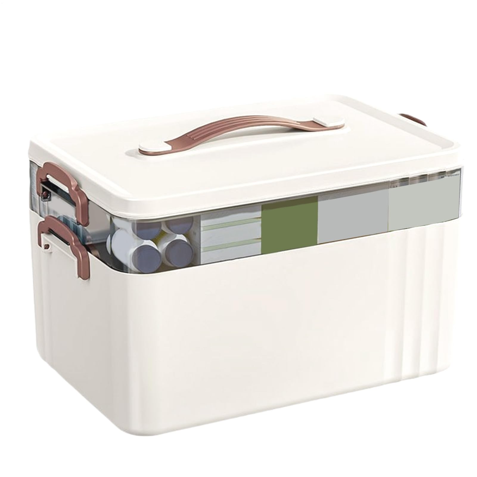 Scatola organizer per medicinali multistrato, contenitore per attrezzi, grande scatola per medicinali, con manico in pelle, contenitore per medicine, organizer per la casa, per la sicurezza