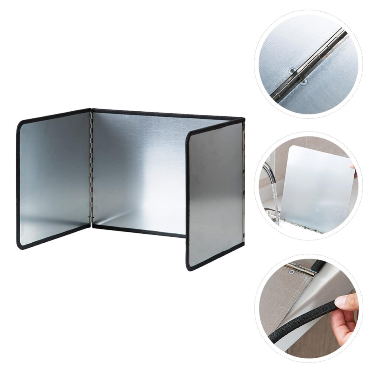 SEWACC Déflecteur Huile Cuisine Protection Anti-éclaboussures pour Plaque de Cuisson Pliable en Zinc et Fer Argenté et Plan de Travail Cuisine