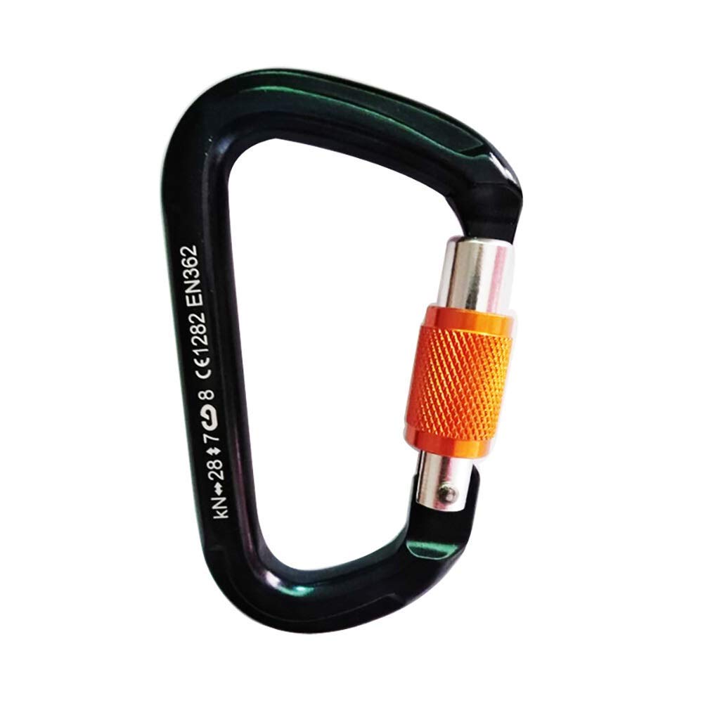 Mosquetón Grande, Gancho de Clip, mosquetón Grande, 2 Paquetes de 28 kn, mosquetón de Bloqueo Giratorio Resistente para Exteriores, súper Duradero (Negro, 115 x 69 mm)