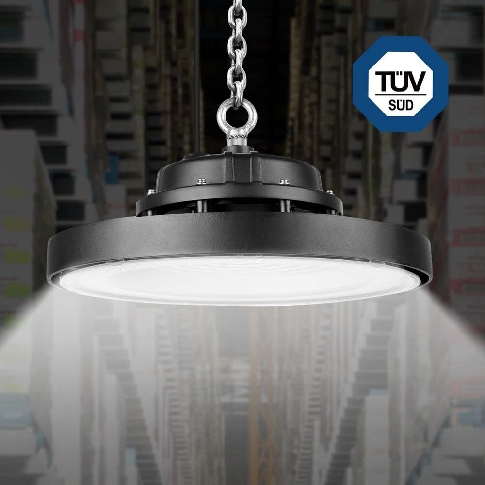 UFO LED High Bay Light de 150 W, 400 W equivalente a metal, 21.000 lúmenes, 4000 K, blanco neutro para almacén, fábrica y garaje, certificado CE y TUV Sud