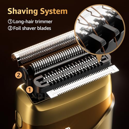 Image of Mbzoey Electric Foil Shavers for Men: IPX7 Waterproof - Light Gold
