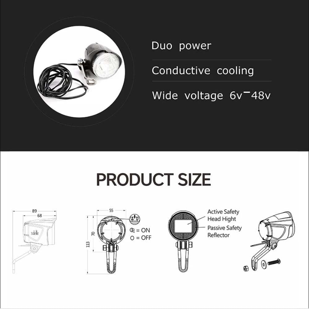 Faro a LED per Bicicletta, Luce per ebike, Luce per Bicicletta Professionale, 40 Lux, Impermeabile IPX5, Accessori per Bicicletta