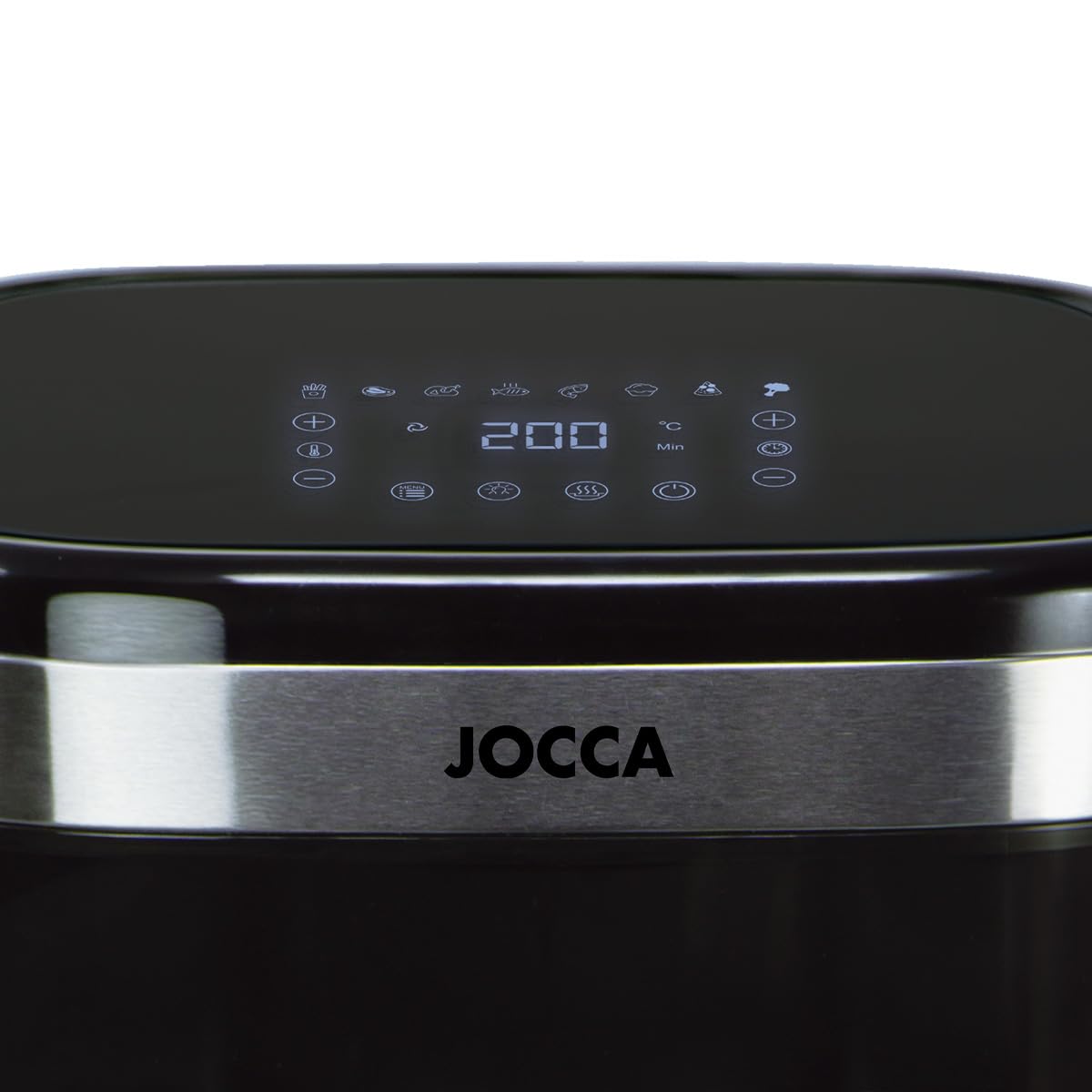Jocca - Freidora de Aire 10L con Pantalla LED Tactil, 8 Programas, Control de Temperatura 34-200°C, Ventana de Visualizacion, Gris