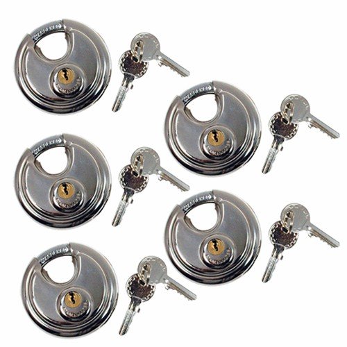 Image of Wideskall Heavy Duty 2-3 /4 inch inch Stainless Steel Disc Round Padlock (Pack of 5)