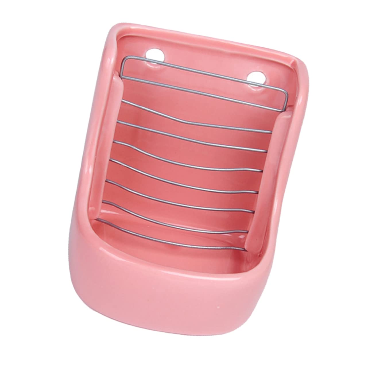 GALPADA 1pièce Râtelier à Herbe Céramique pour Rongeurs Bol De Nourriture pour Chinchilla Et Lapin Fixation Rose
