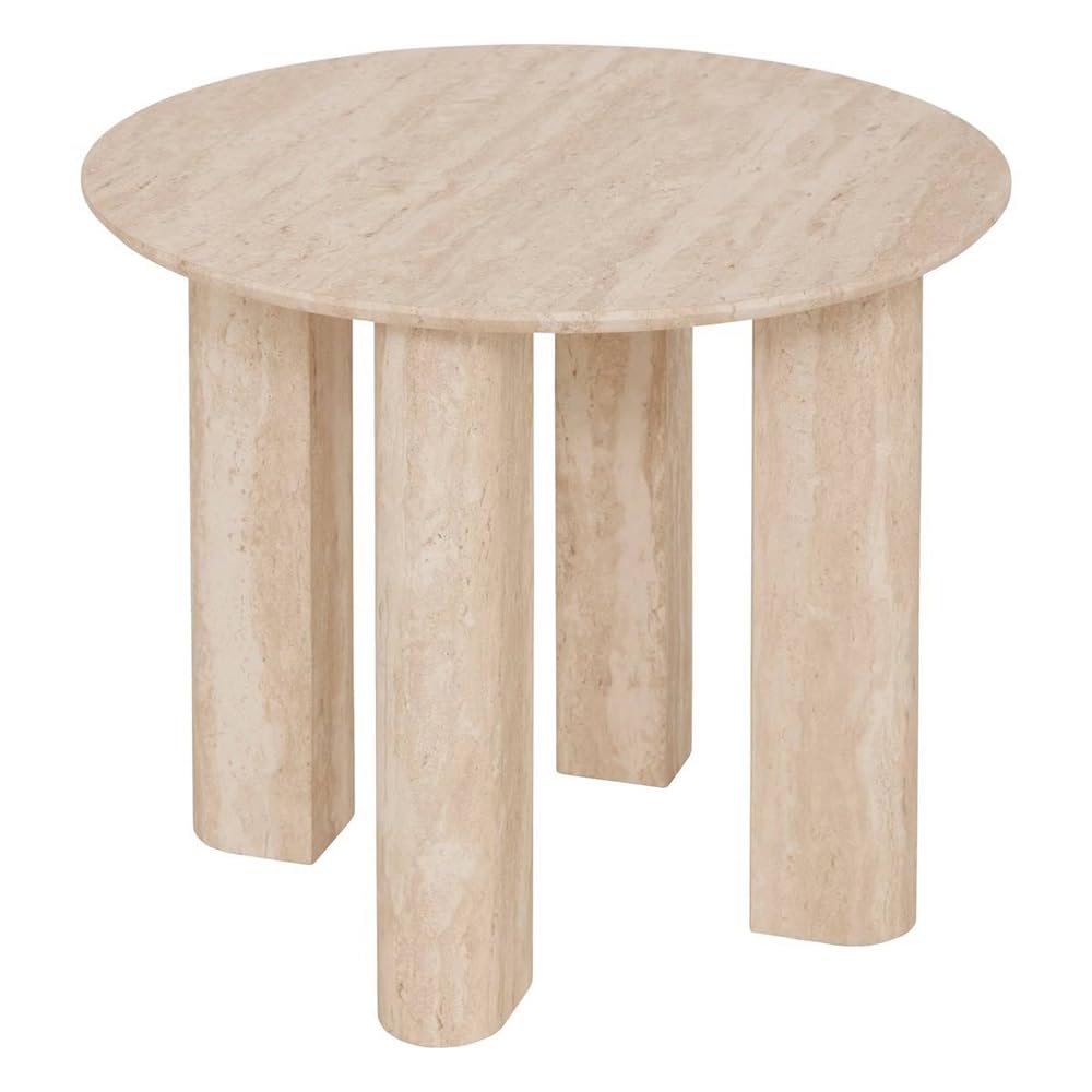 Eazy Living Table d’Appoint Ø 50,5 cm Maena Effet Travertin