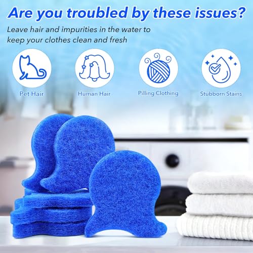 Image of 6 Pieces Dog Hair Removal from Clothes, Pet Hair Remover for Laundry with Washing Machine Lint Catcher, Cat Hair Remover for Fabric Care, Washing Machine Lint Remover Set