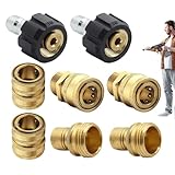 Hochdruckreiniger Adapter Set | Schnellkupplung Stabil Aus Messing - M22 Adapter Kit für Hochdruckreiniger | Für Fahrzeug Reinigung Bodenflächen Säuberung Und Gewerbliche Gebäudepflege