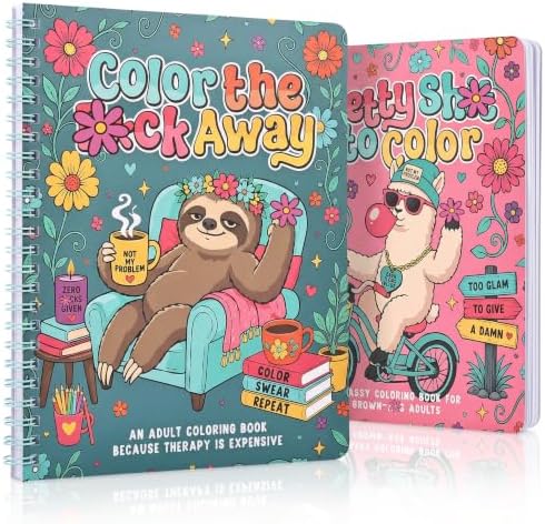 Beautiful Coloring Book Set of 2 for Adult Relaxation - Funny Des...