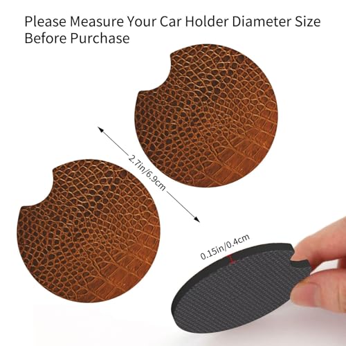 Tapetes para portavasos de carro textura cuero cocodrilo negro 2 piezas miniatura 3