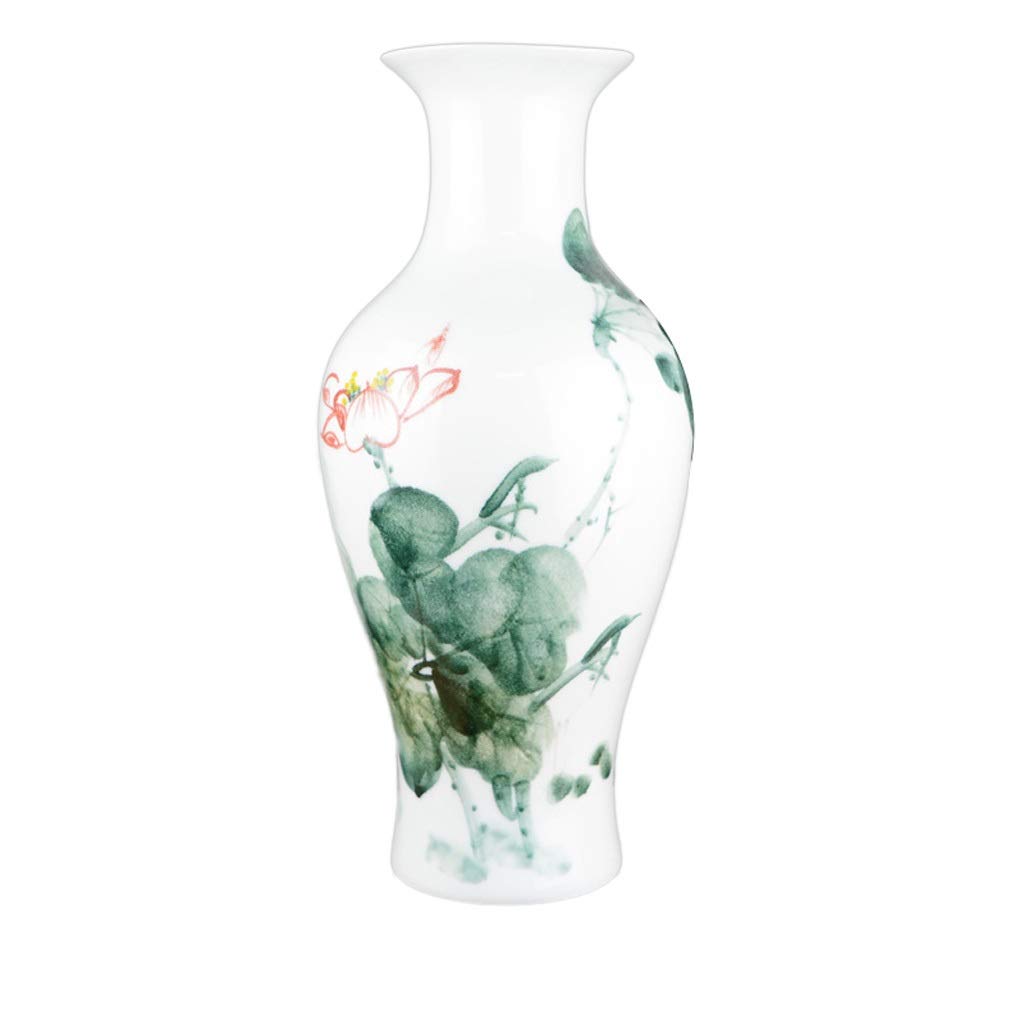 asdchZen Ceramic Vase Hand-Painted Pastel Large Chinese Style Living Room Flower Arrangement Art Decorations,Fishtail-Large
