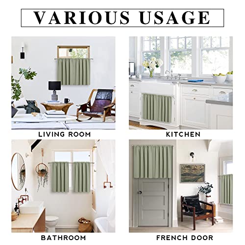 RYB HOME Sage Green 63 inch Curtains for Living Room, Blackout Window Drapes Light Blocking and Noise Reducing Panels for Boys Bedroom Nursery, W 42 x L 63 inchs, Set of 2, Sage Green