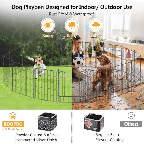 KOOPRO-Dog-Playpen-Indoor-Dog-Fence-Outdoor-for-Yard-32-Height-Heavy-Duty-Metal-Puppy-Play-Pen-Rustproof-with-Doors-for-SmallMediumLarge-Dogs-Portable-Exercise-Pet-Fence-for-RV-Camping-24-Panels KOOPRO Dog Playpen Indoor Dog Fence Outdoor for Yard 32 Height Heavy Duty Metal Puppy Play Pen Rustproof with Doors for SmallMediumLarge Dogs Portable Exercise Pet Fence for RV Camping 24 Panels