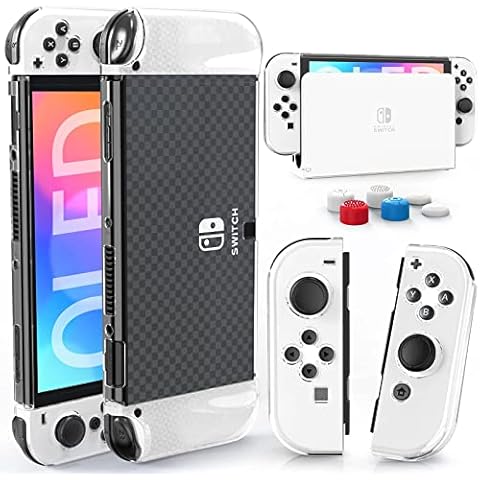 HEYSTOP OLED Hülle für Switch / Dockable PC Schutzhülle mit Nintendo Switch / Griff Case und Daumenkappe Zubehör Kompletter Schutz Cover