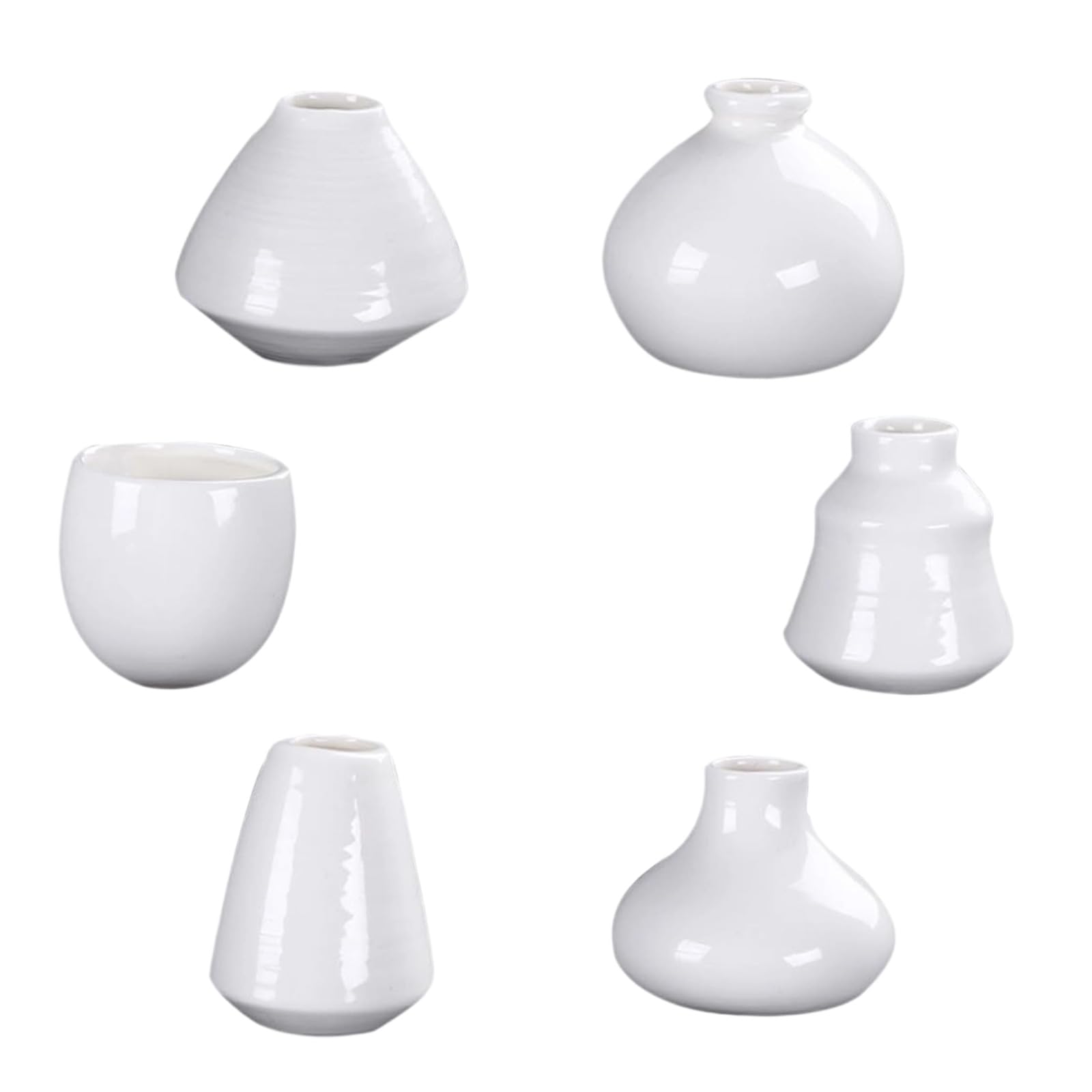 Elnwnnkc Of 6 Miniature Ceramics White Vases Planter Fridge Magnets Flower Pots Ornaments for Refrigerator Decors Ceramics Hanging Pots for Plant