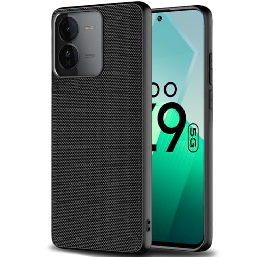 Image of TheGiftKart Back Cover Case for iQOO Z9 5G | Slim & Lightweight | Ultra-Premium Design | Camera Protection Bump | Fabric Texture Case Cover (PC & TPU, Black)