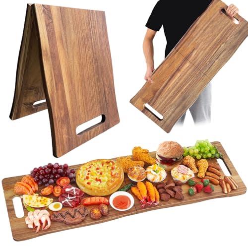 33' Large Charcuterie Board with Handles,Acacia Wooden Cheese Serving Board Kitchen Platter Party Charcuterie for Appetizers Food Bread Meat Fruit Display
