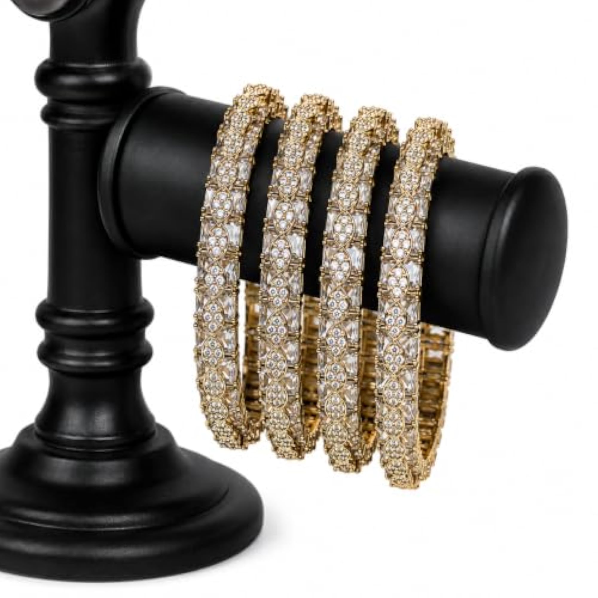 4pc Elegant Infinity Pattern White AD Stone Bangles Set