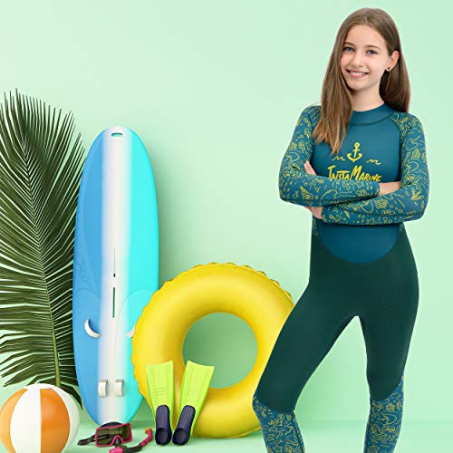 InstaMarine Kids Wetsuit Shorty Boys Girls 3mm Neoprene One Piece Thermal Swimsuit 2mm Insulating Full Long Sleeve Wet Suits Cover Kids Child Junior Youth Swim Surf Dive (4-5)