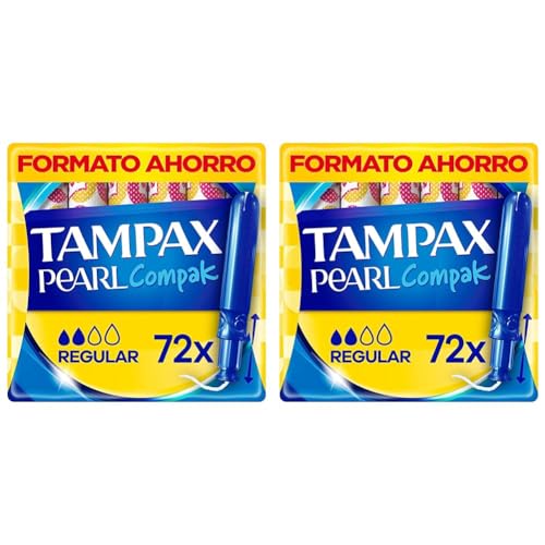 Always Tampax Compak Pearl Regular, 72 Unidades, Tampones con Aplicador, Comodidad, Protección y Discreción (Paquete de 2)