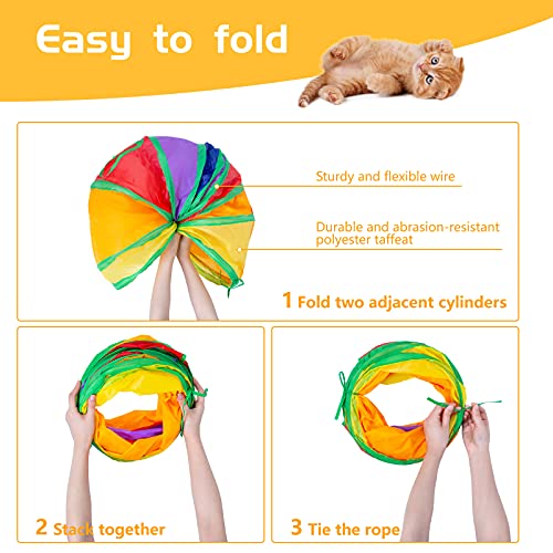 Sheldamy Cat Tunnel, S-2-Way Cat Tunnels For Indoor Cats, Collapsible Cat Play Tunnel, Interactive Toy Maze Cat House With 1 Play Ball For Cats, Puppy, Kitty, Kitten, Rabbit (Multicolor) #TOP3