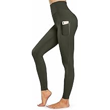 Womens High Waist Yoga Pants with Pockets, Tummy Control Workout Running Yoga Leggings
