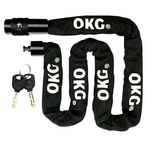 OKG Bike Chain Lock - 4 Foot, 1/4 inch Thick Square Cut Proof Chain, Hardened Alloy Steel Anti Theft Chain Lock for Bike, ATV, Scooter, Trailer, Moped, Grill, Gate Fence